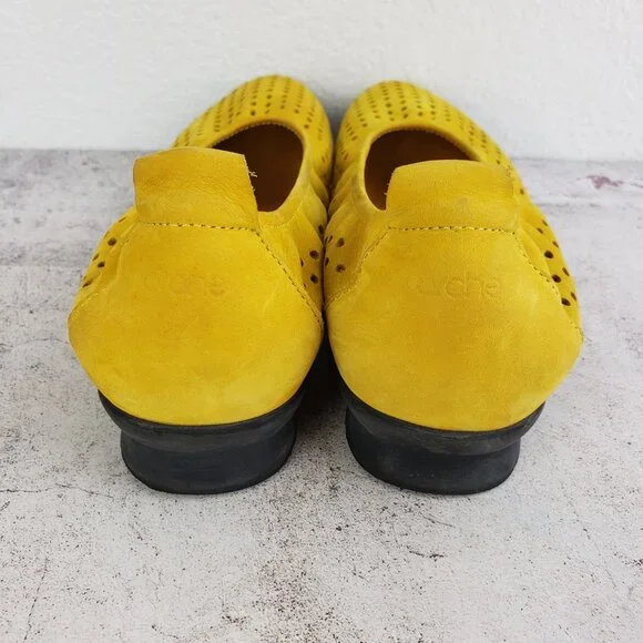 Arche Lilly Perforated Ballet Flats Comfort Shoes Curry Yellow Nubuck Leather 40